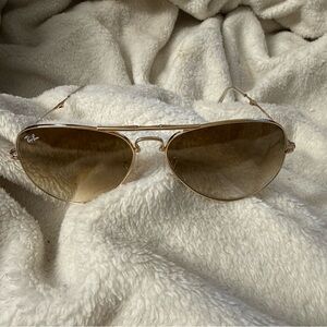 Ray-Ban RB3479 001/51 Folding Gold Frame Sunglasses with Brown Gradient Lenses